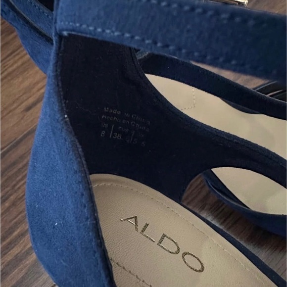 Aldo Navy Pointed Toe Ankle Strap Heels - Picture 3 of 4